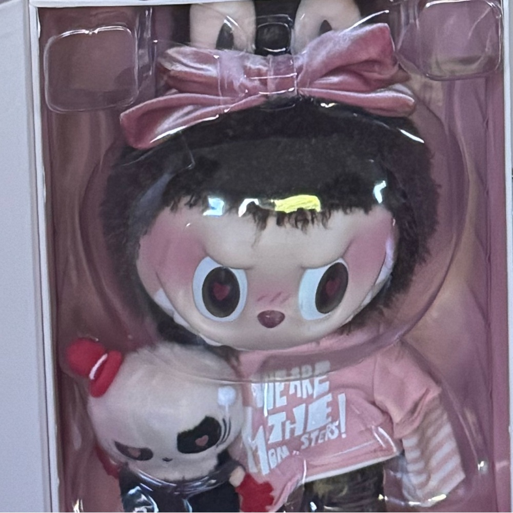 Adorable Plush Doll with Panda Accessory - Pink and Black-Catch Me Pink Secret